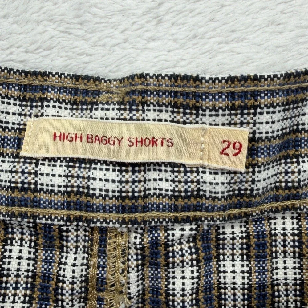 Levi's High Baggy Shorts Men 29 Plaid Shorts Cotton Casual 5-Pocket